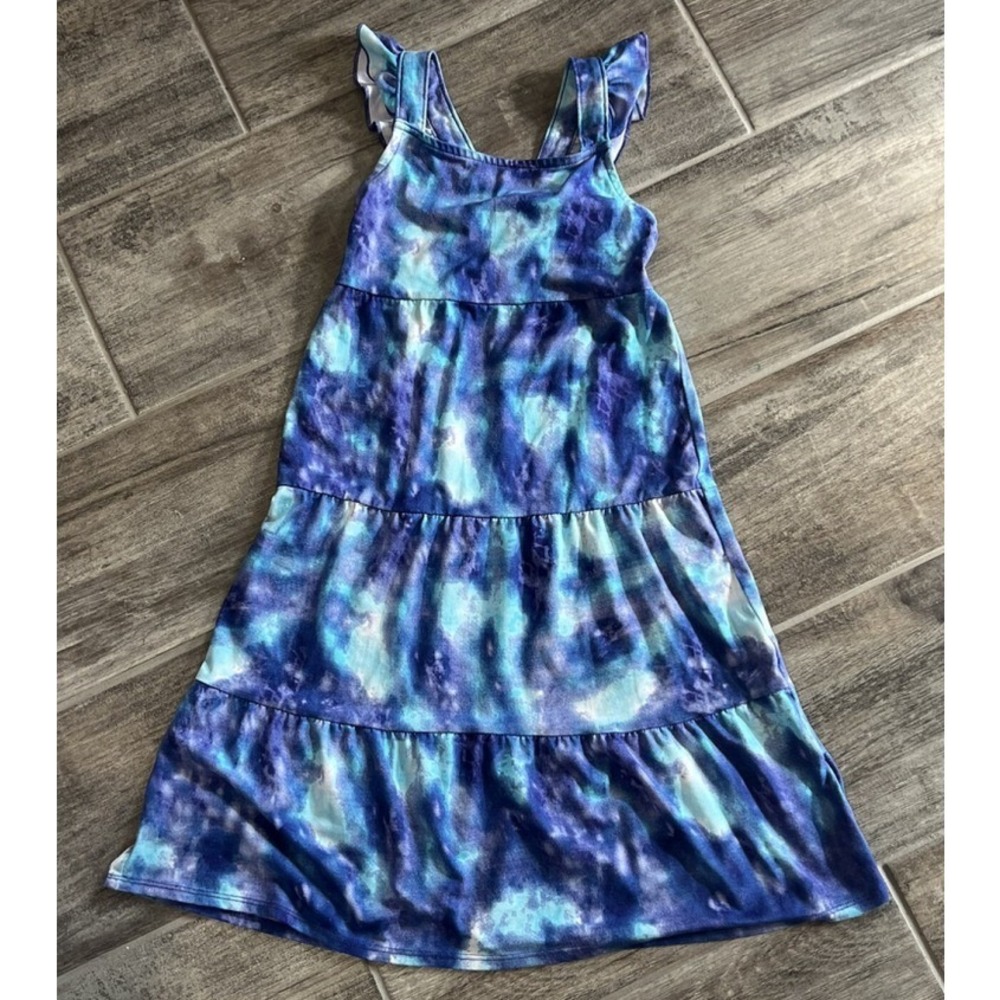 Wonder Nation‎ Girls Blue Tie Dye Tiered Tank Dress Size XS 4-5